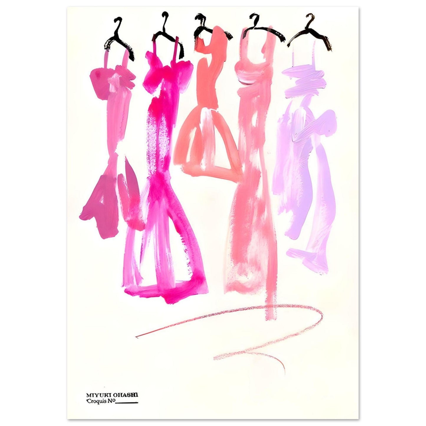 Pink Dresses Fashion Illustration - Print