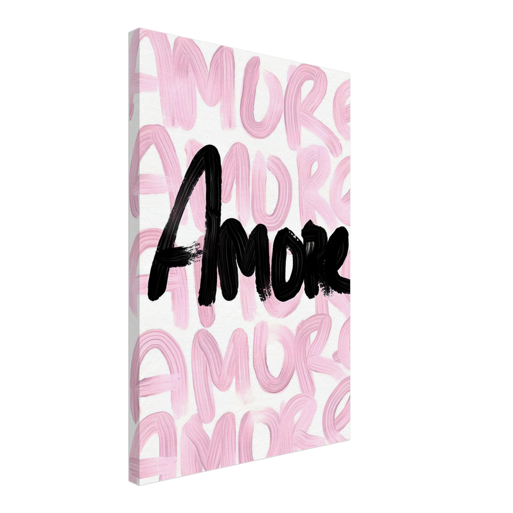Black and Pink Amore - Print on Canvas