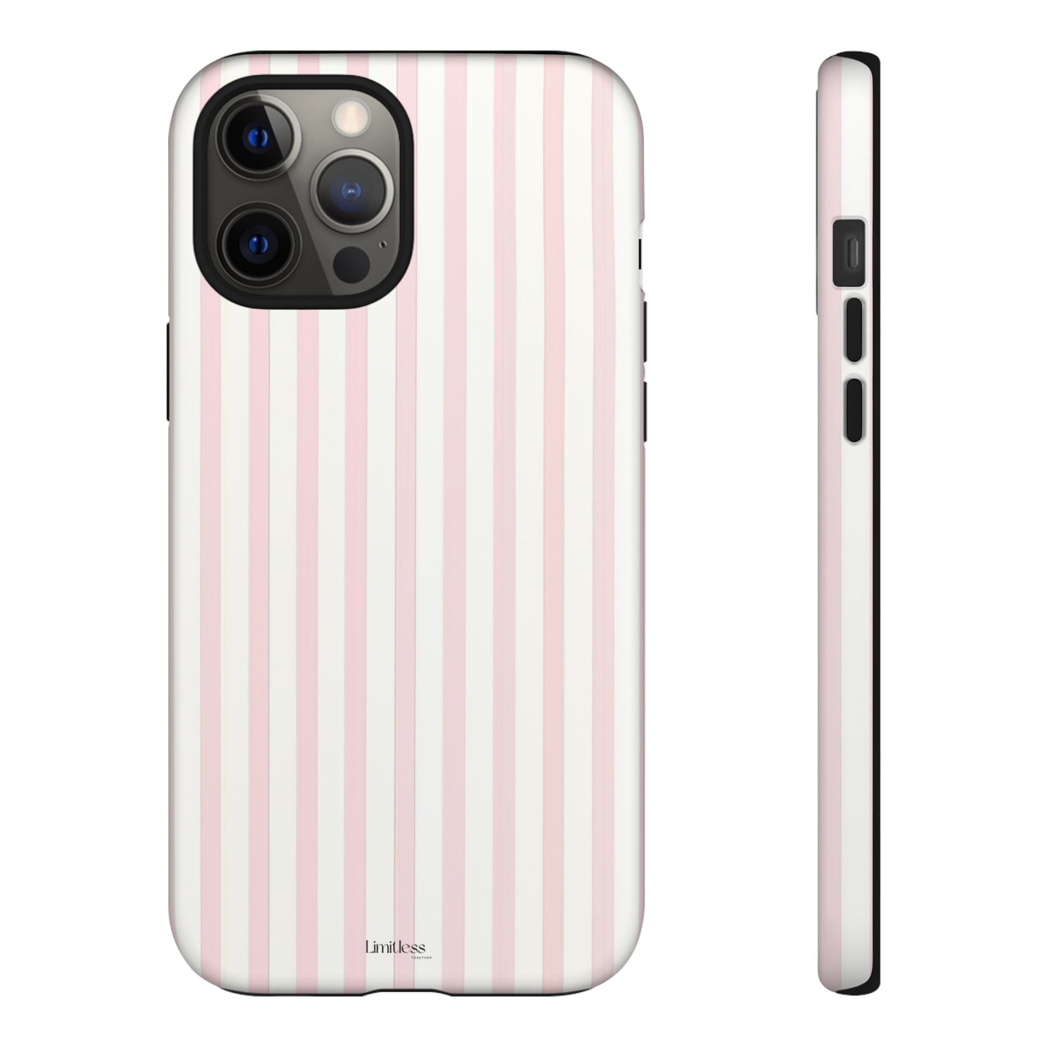 Pink Striped Tough Phone Case — Slim Protective iPhone Cover