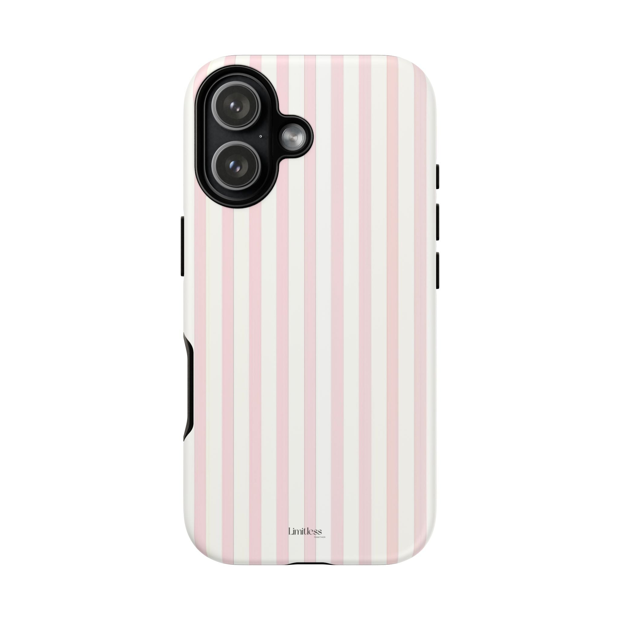 Pink Striped Tough Phone Case — Slim Protective iPhone Cover