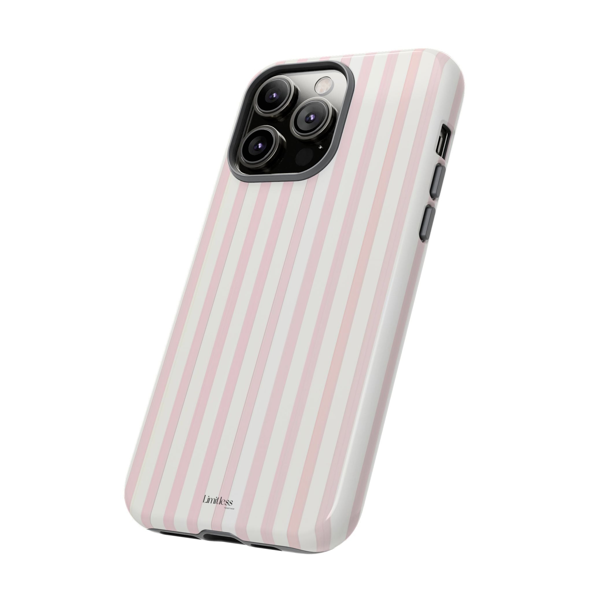 Pink Striped Tough Phone Case — Slim Protective iPhone Cover