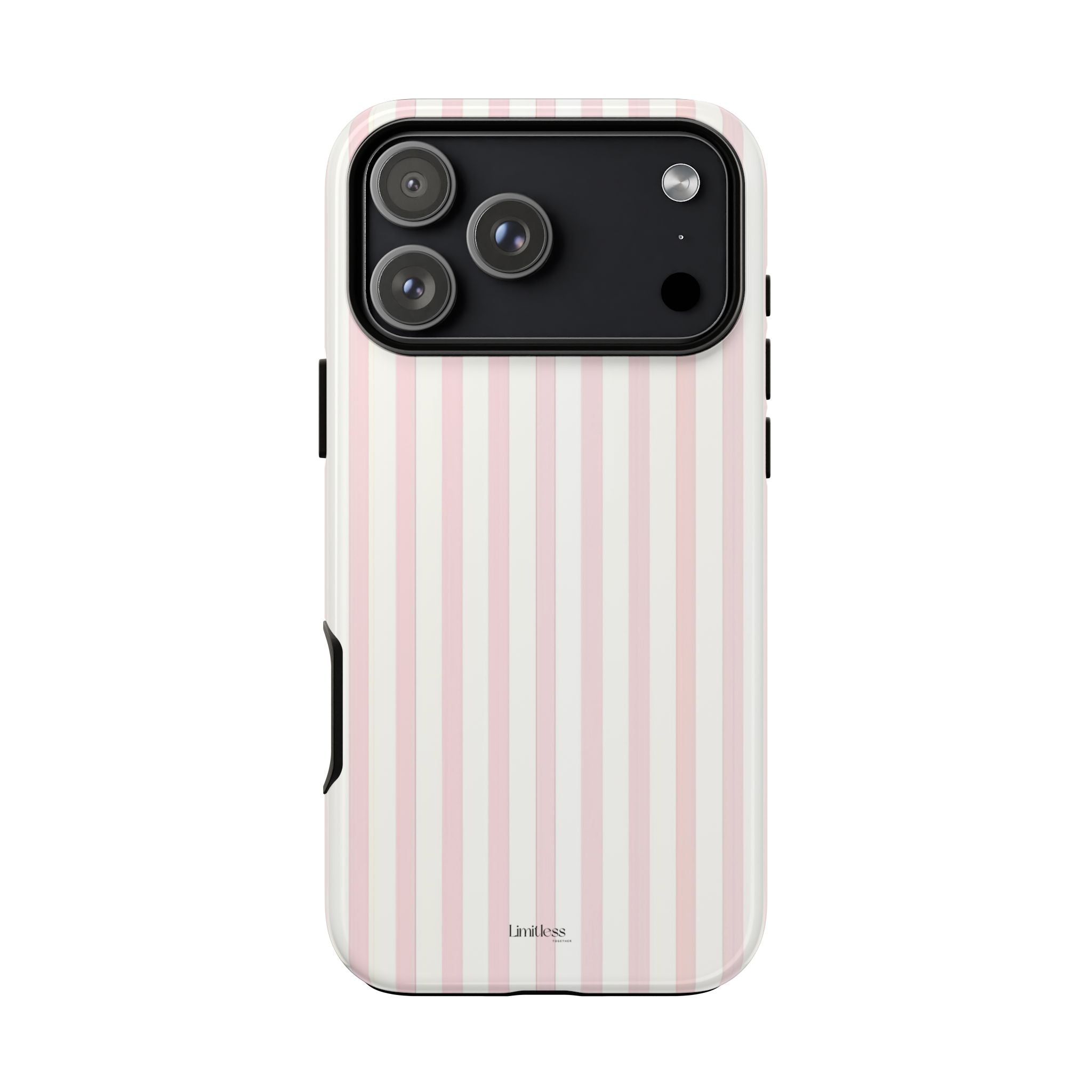 Pink Striped Tough Phone Case — Slim Protective iPhone Cover