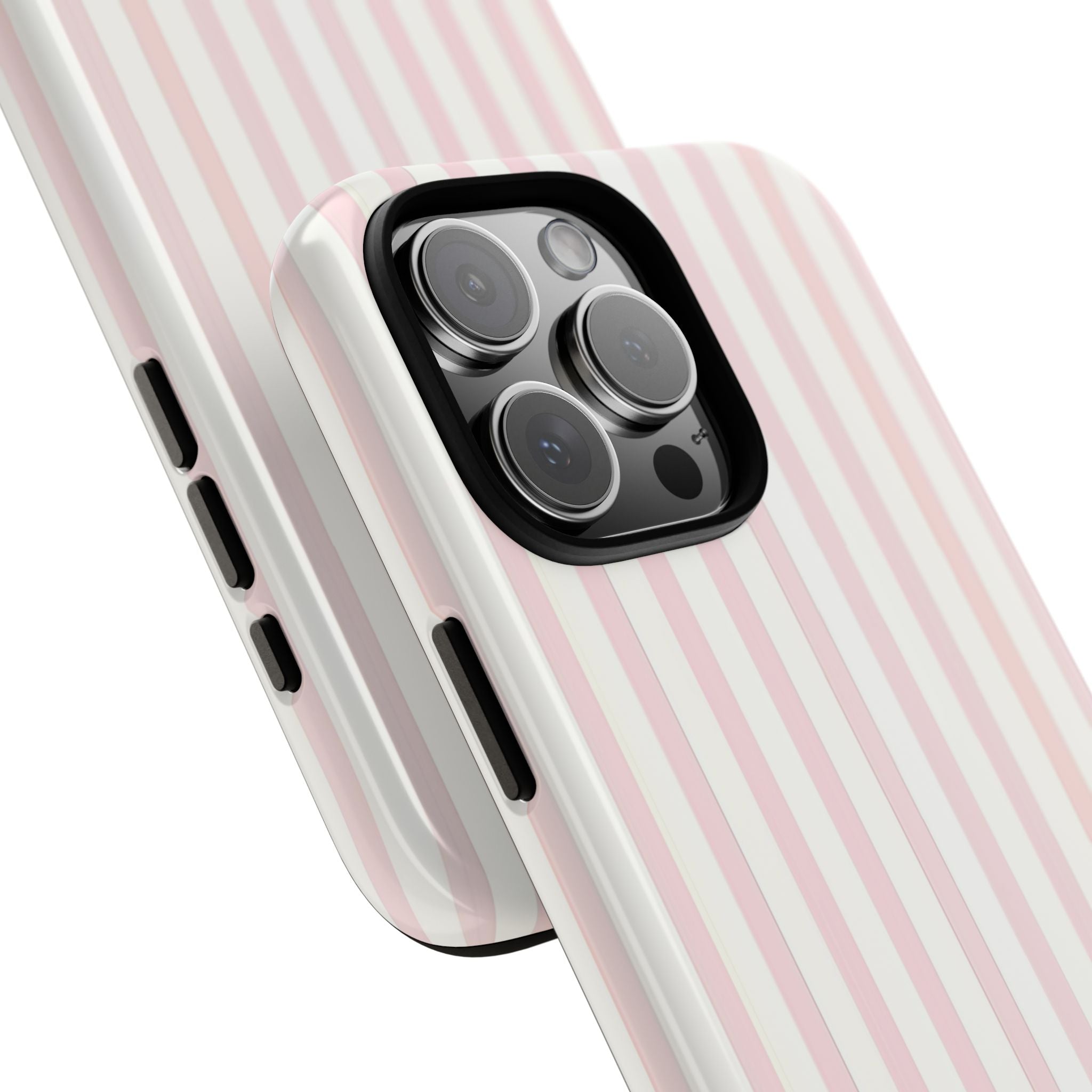 Pink Striped Tough Phone Case — Slim Protective iPhone Cover