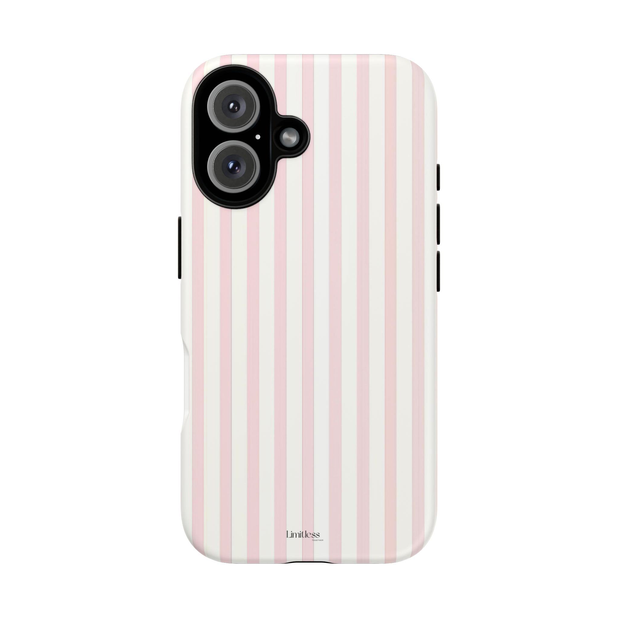 Pink Striped Tough Phone Case — Slim Protective iPhone Cover