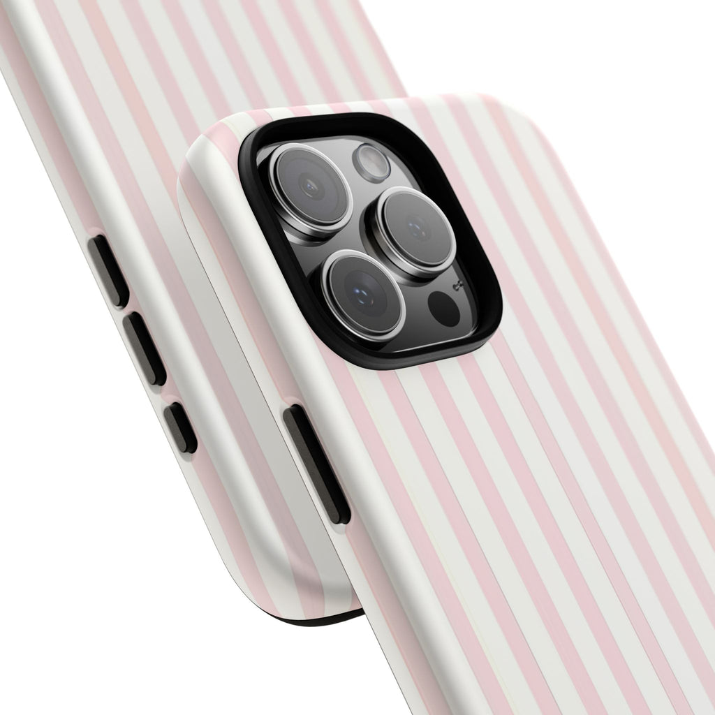 Pink Striped Tough Phone Case — Slim Protective iPhone Cover