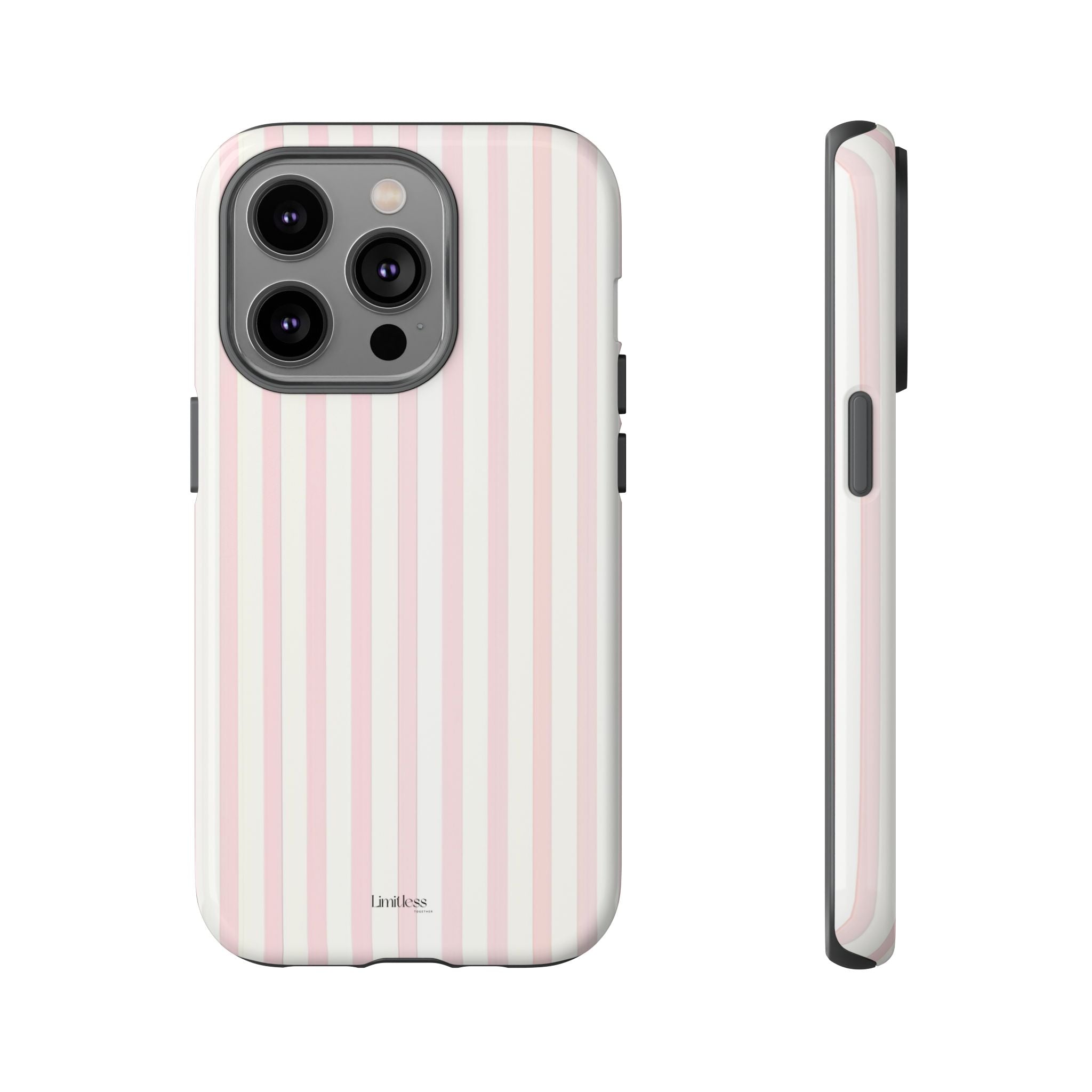 Pink Striped Tough Phone Case — Slim Protective iPhone Cover