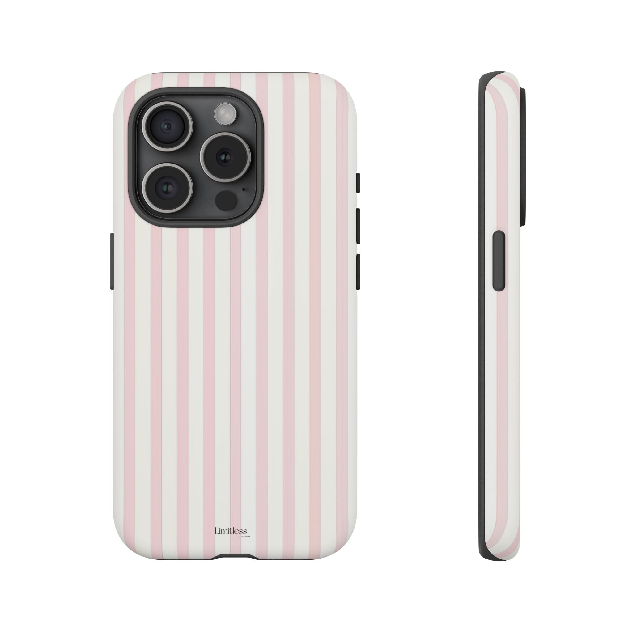 Pink Striped Tough Phone Case — Slim Protective iPhone Cover