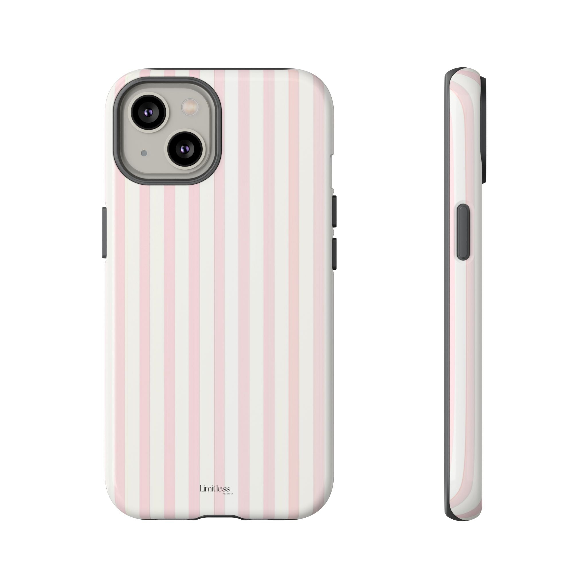 Pink Striped Tough Phone Case — Slim Protective iPhone Cover