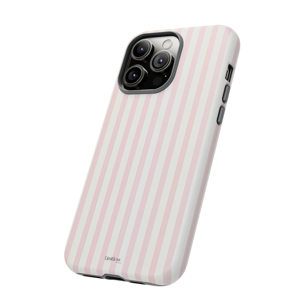 Pink Striped Tough Phone Case — Slim Protective iPhone Cover