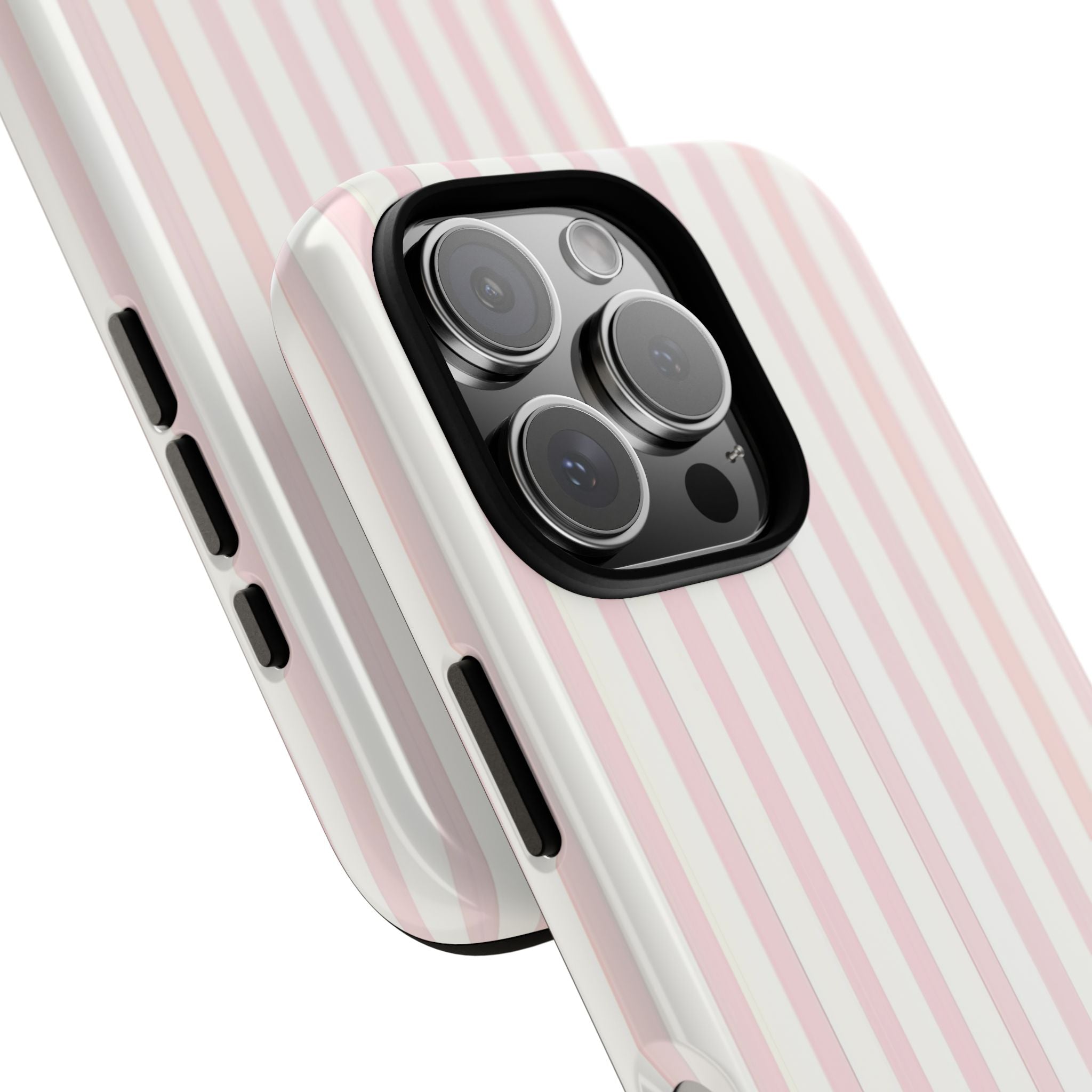 Pink Striped Tough Phone Case — Slim Protective iPhone Cover