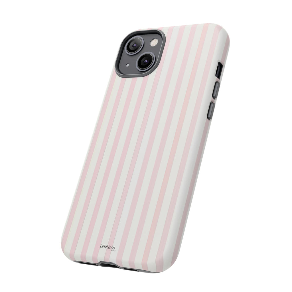 Pink Striped Tough Phone Case — Slim Protective iPhone Cover
