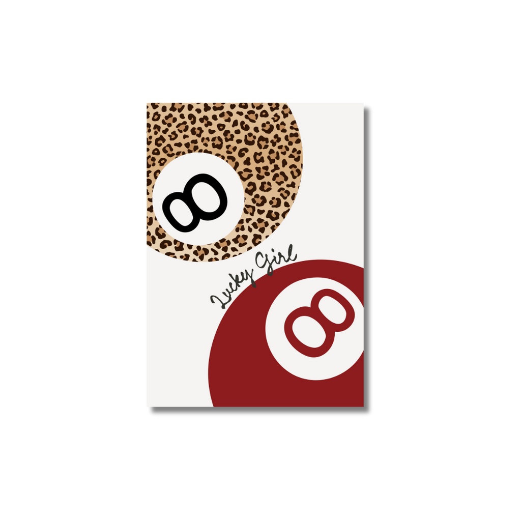 Lucky Girl Leopard & Red 8 Ball – Poster