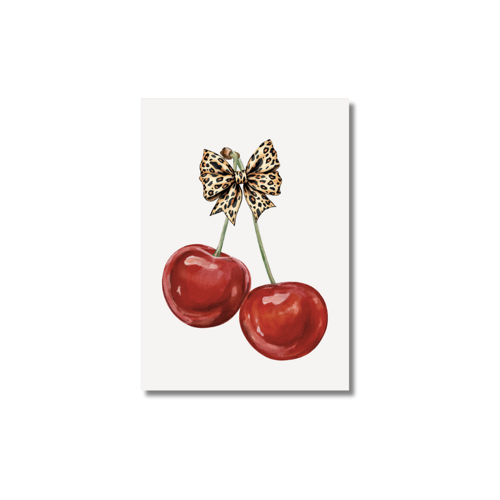 Leopard Bow Cherries – Poster