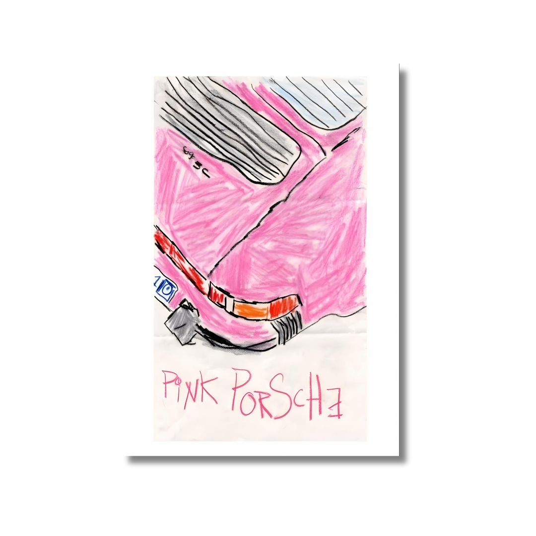 Pink porsche - drawing - Poster