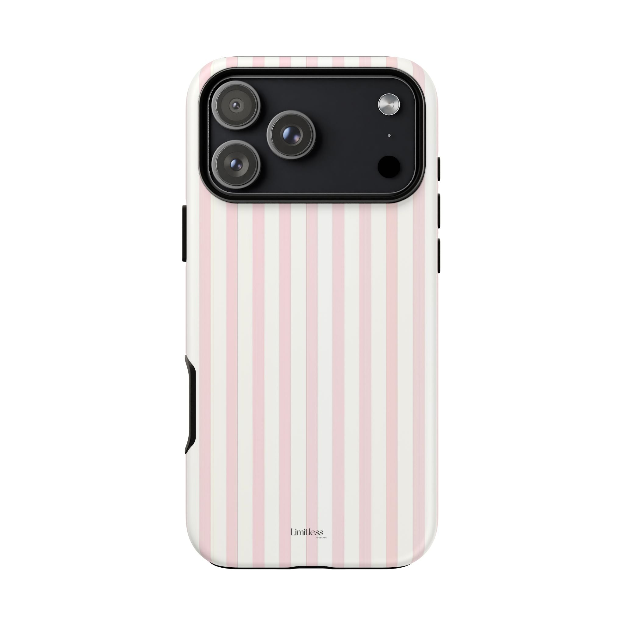Pink Striped Tough Phone Case — Slim Protective iPhone Cover