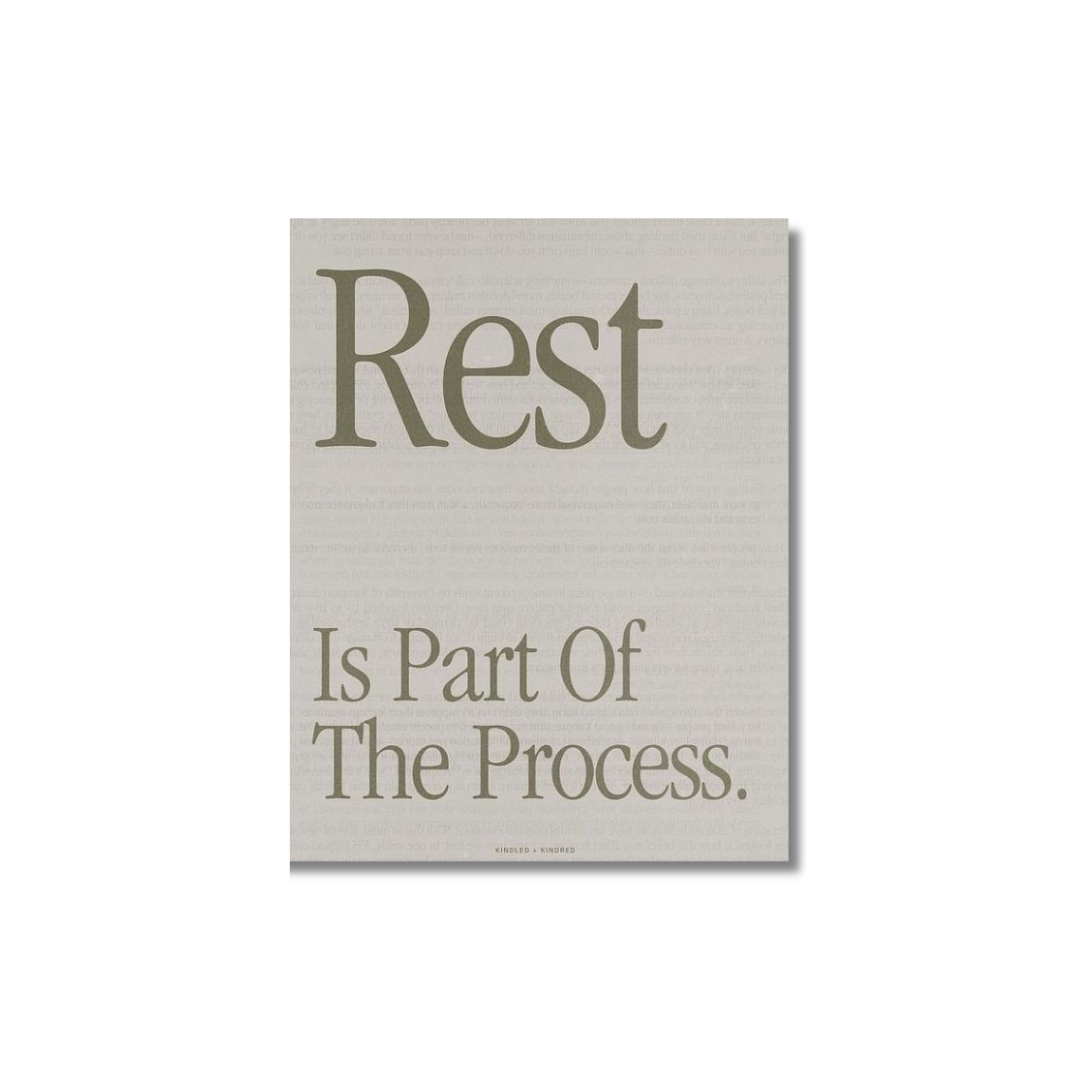 "rest is part of the process" - poster