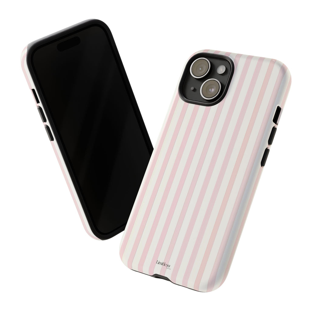 Pink Striped Tough Phone Case — Slim Protective iPhone Cover