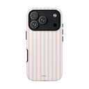 Pink Striped Tough Phone Case — Slim Protective iPhone Cover
