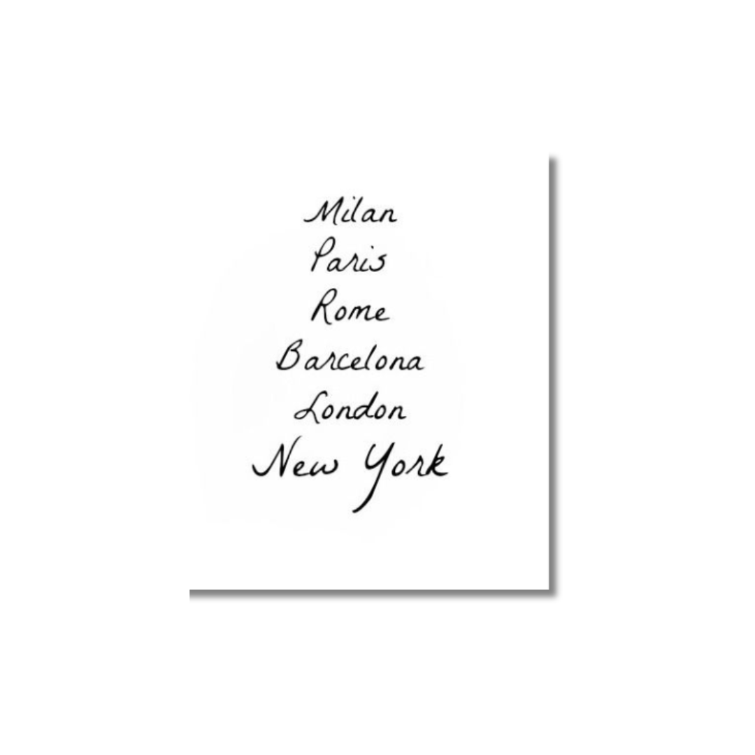 Milan, Paris, Rome, Barcelona, New York - poster