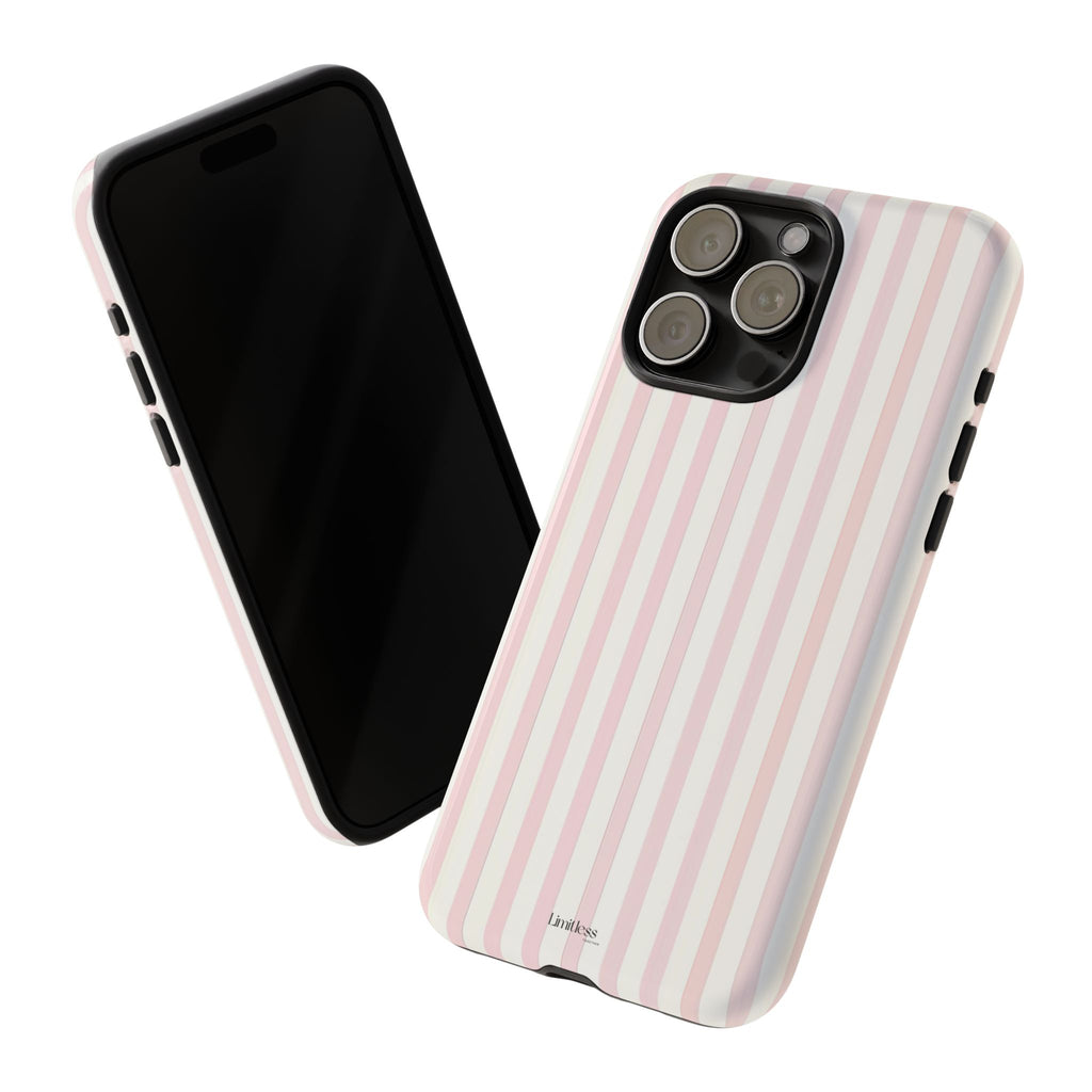 Pink Striped Tough Phone Case — Slim Protective iPhone Cover