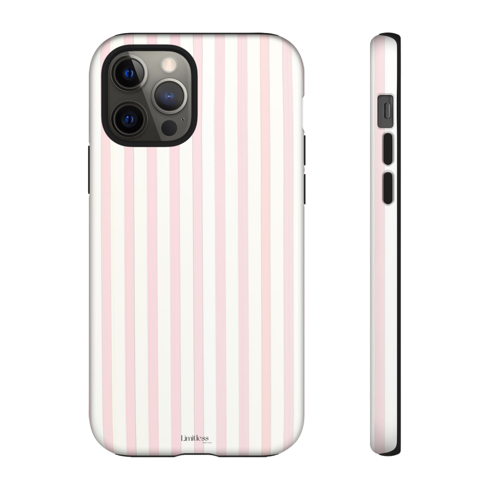 Pink Striped Tough Phone Case — Slim Protective iPhone Cover
