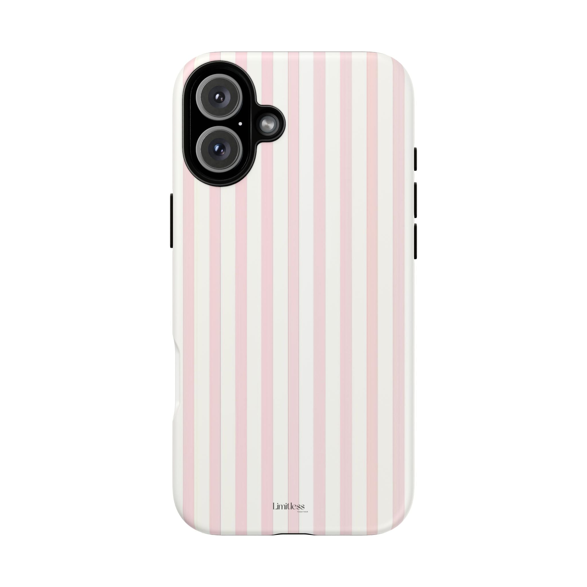 Pink Striped Tough Phone Case — Slim Protective iPhone Cover