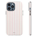 Pink Striped Tough Phone Case — Slim Protective iPhone Cover