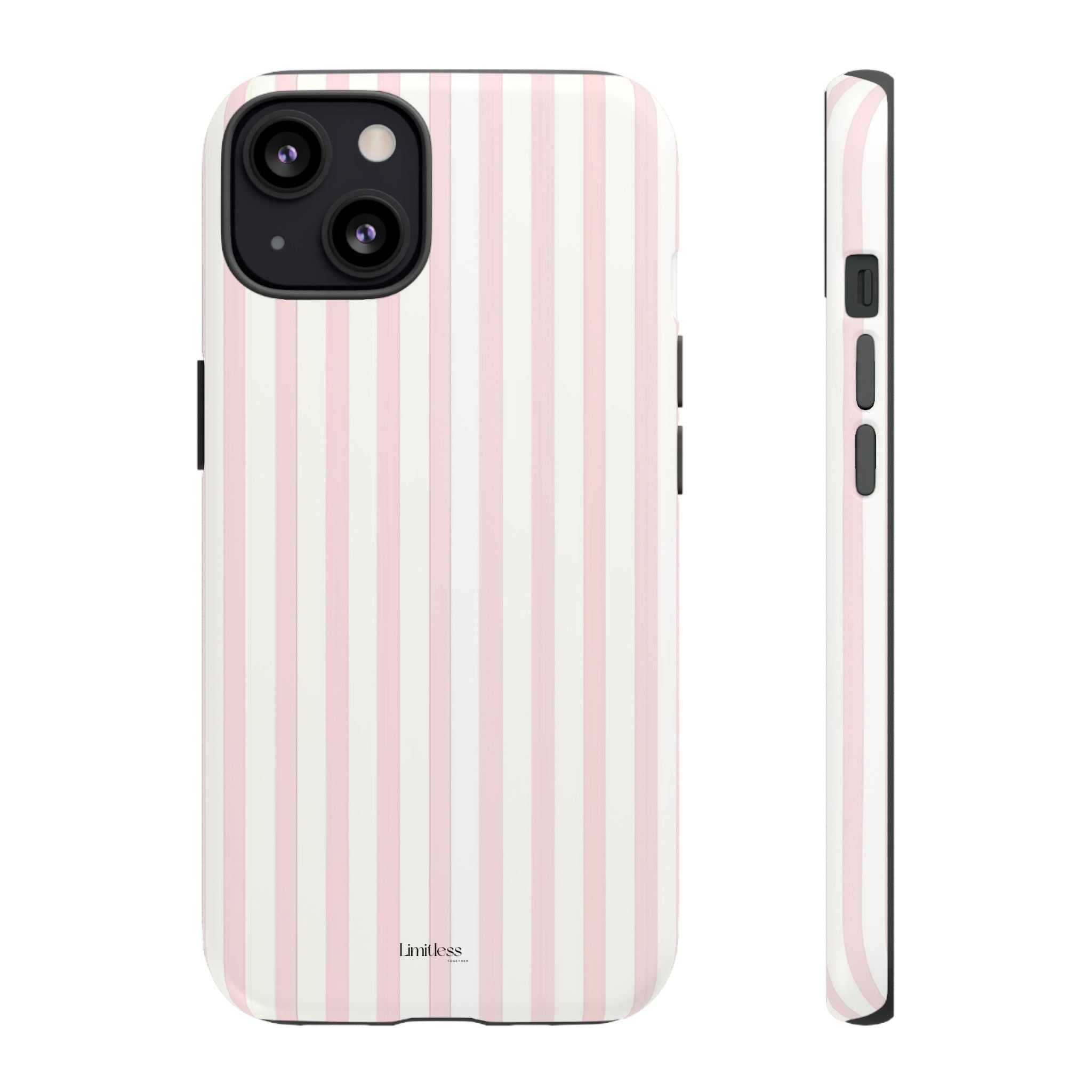 Pink Striped Tough Phone Case — Slim Protective iPhone Cover