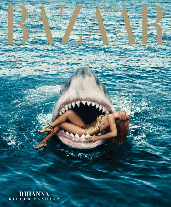 Rihanna Harper's shark cover - poster