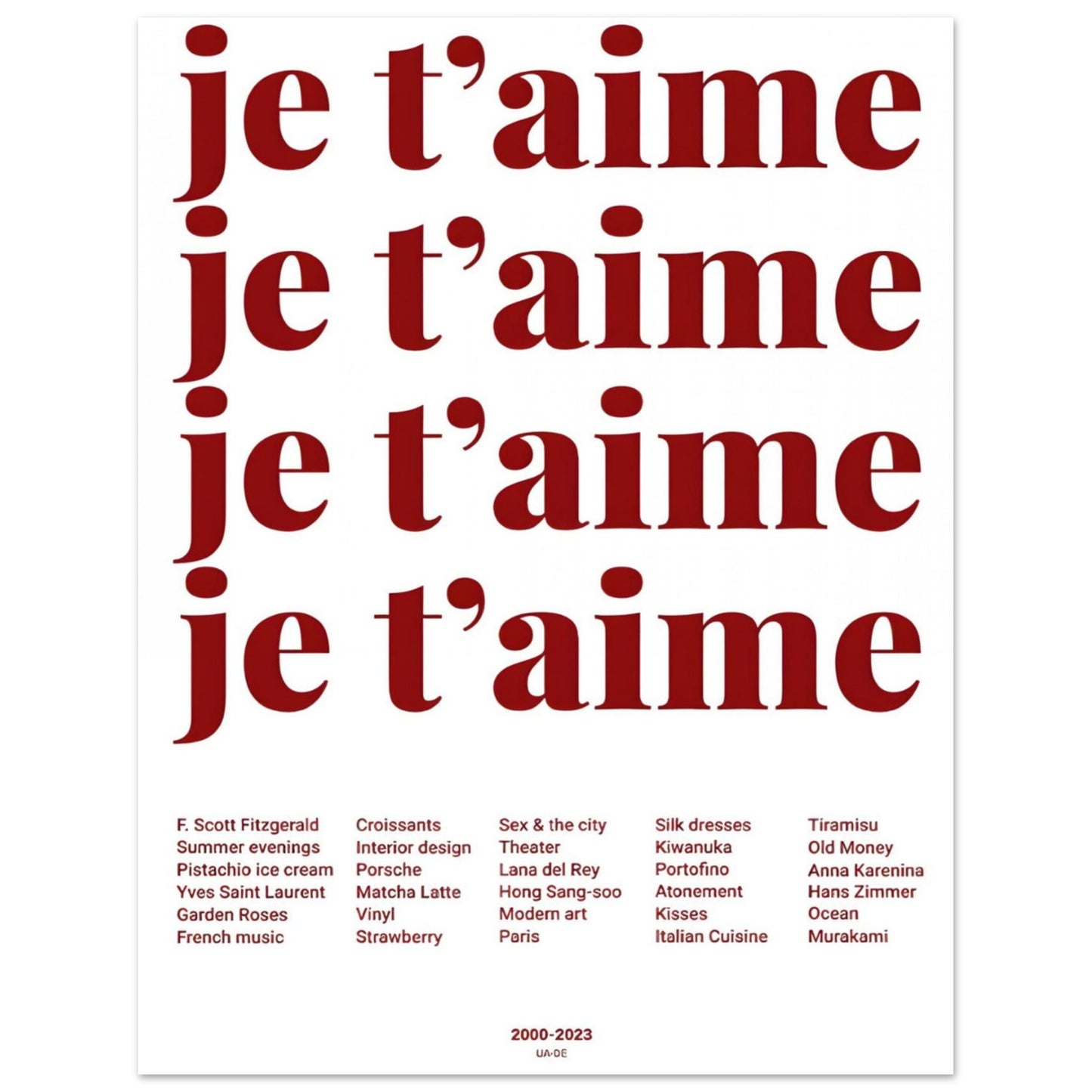 je t'aime red - Poster