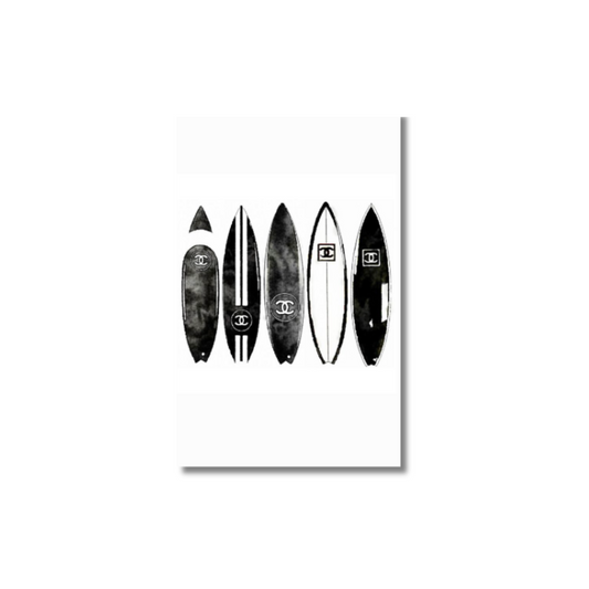 Black White Surfboard: Chanel - poster