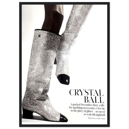 Crystal Ball: Chanel Glitter Boots - Wooden Framed Print