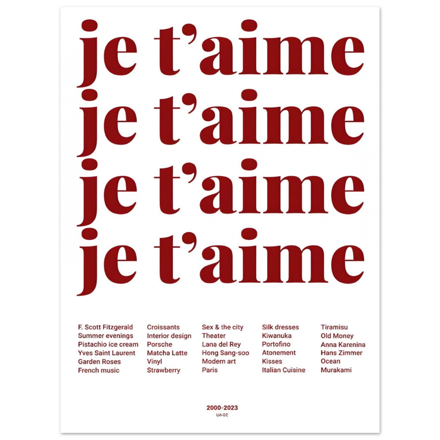 je t'aime red - Poster