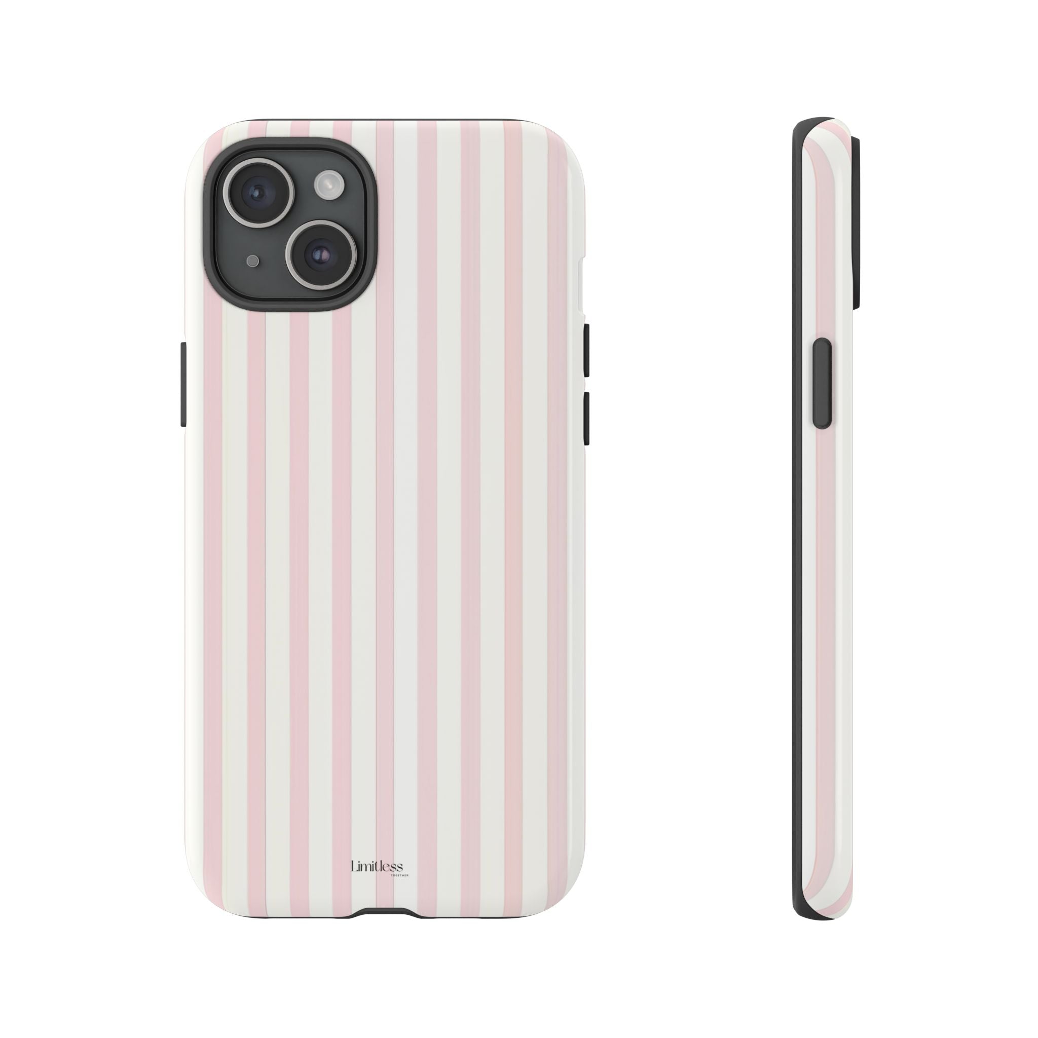 Pink Striped Tough Phone Case — Slim Protective iPhone Cover