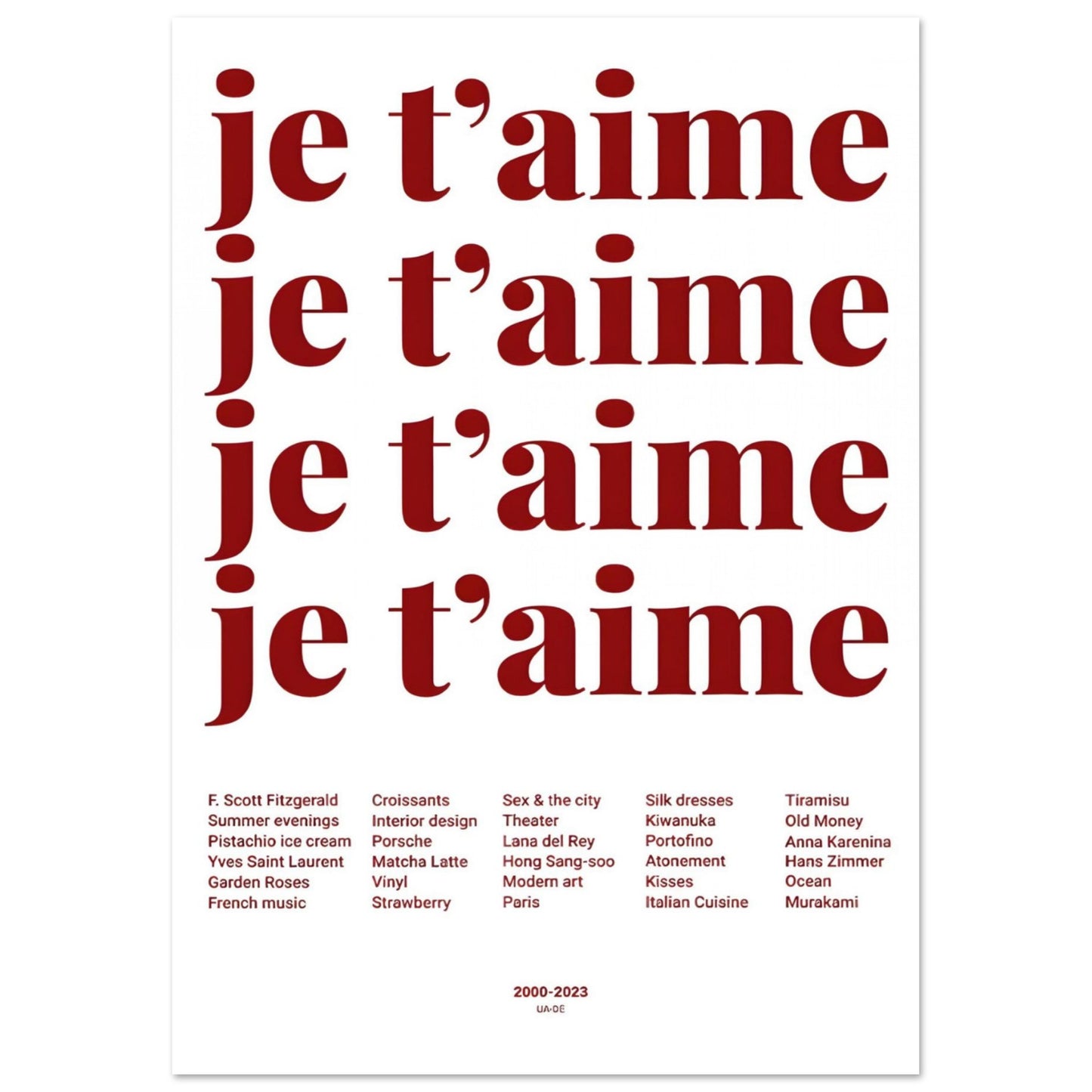 je t'aime red - Poster