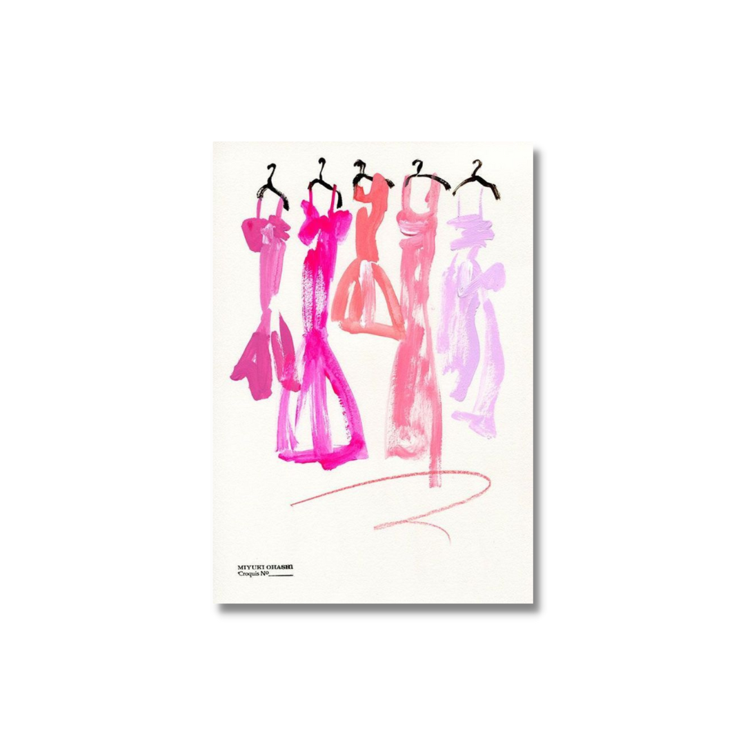 Pink Dresses Fashion Illustration - Print