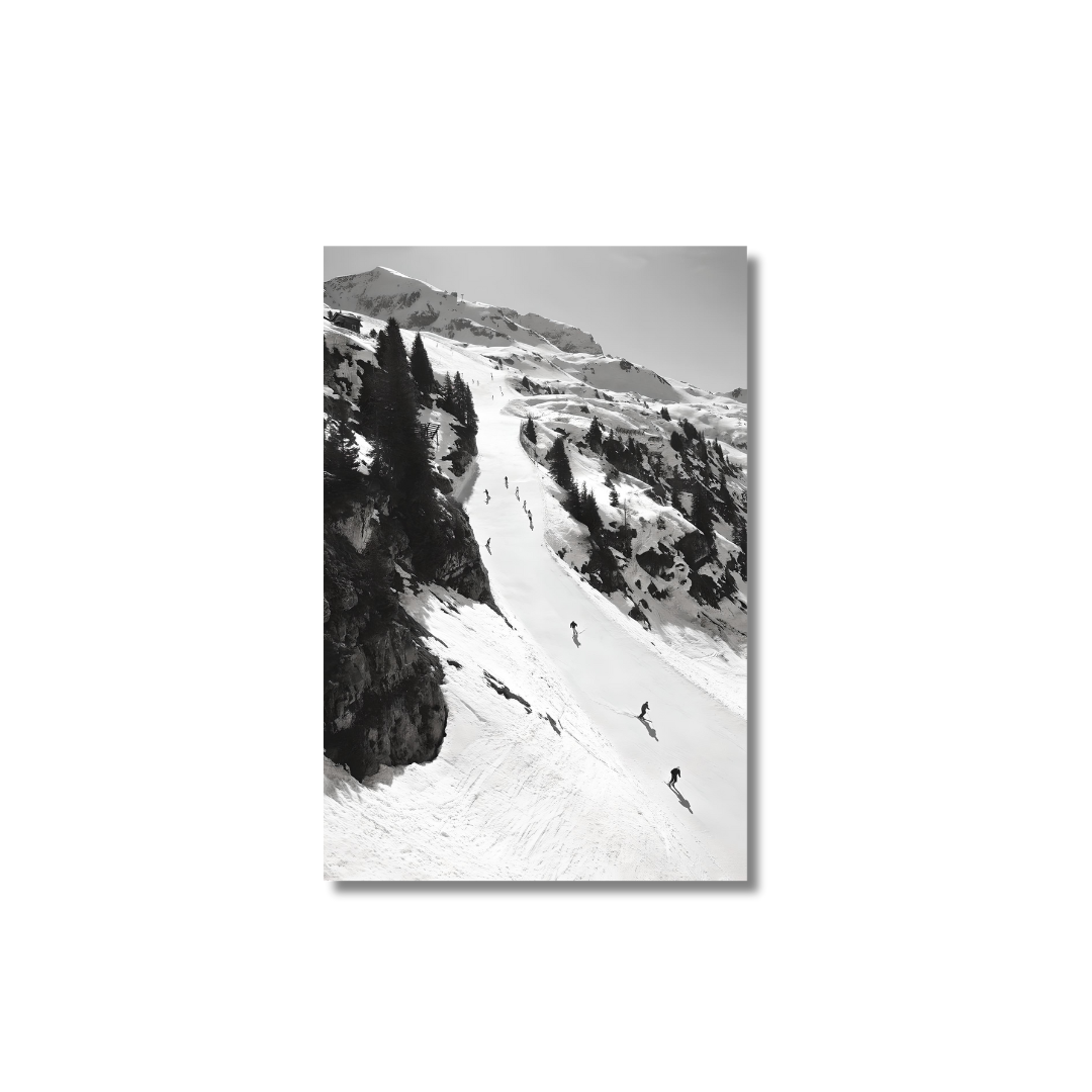 Snow Trails - Monochrome Ski Escape- Poster