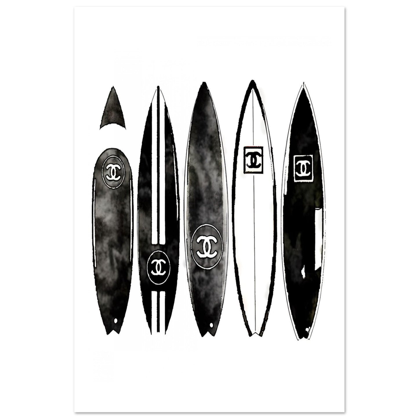 Black White Surfboard: Chanel - poster