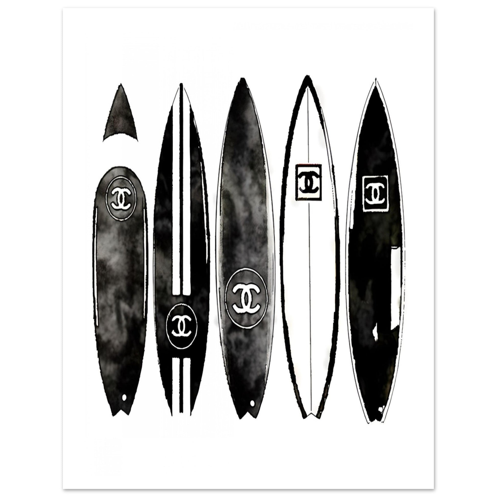 Black White Surfboard: Chanel poster - limitless together online