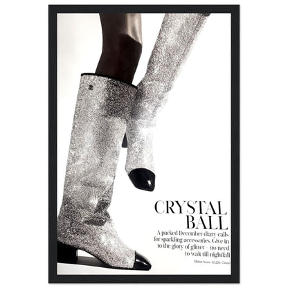 Crystal Ball: Chanel Glitter Boots - Wooden Framed Print