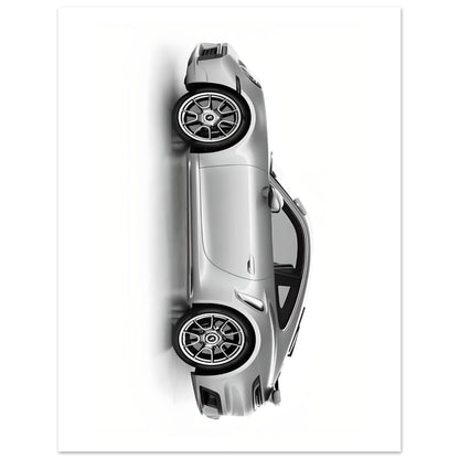 Sleek Velocity: Grey Sports Car - Poster
