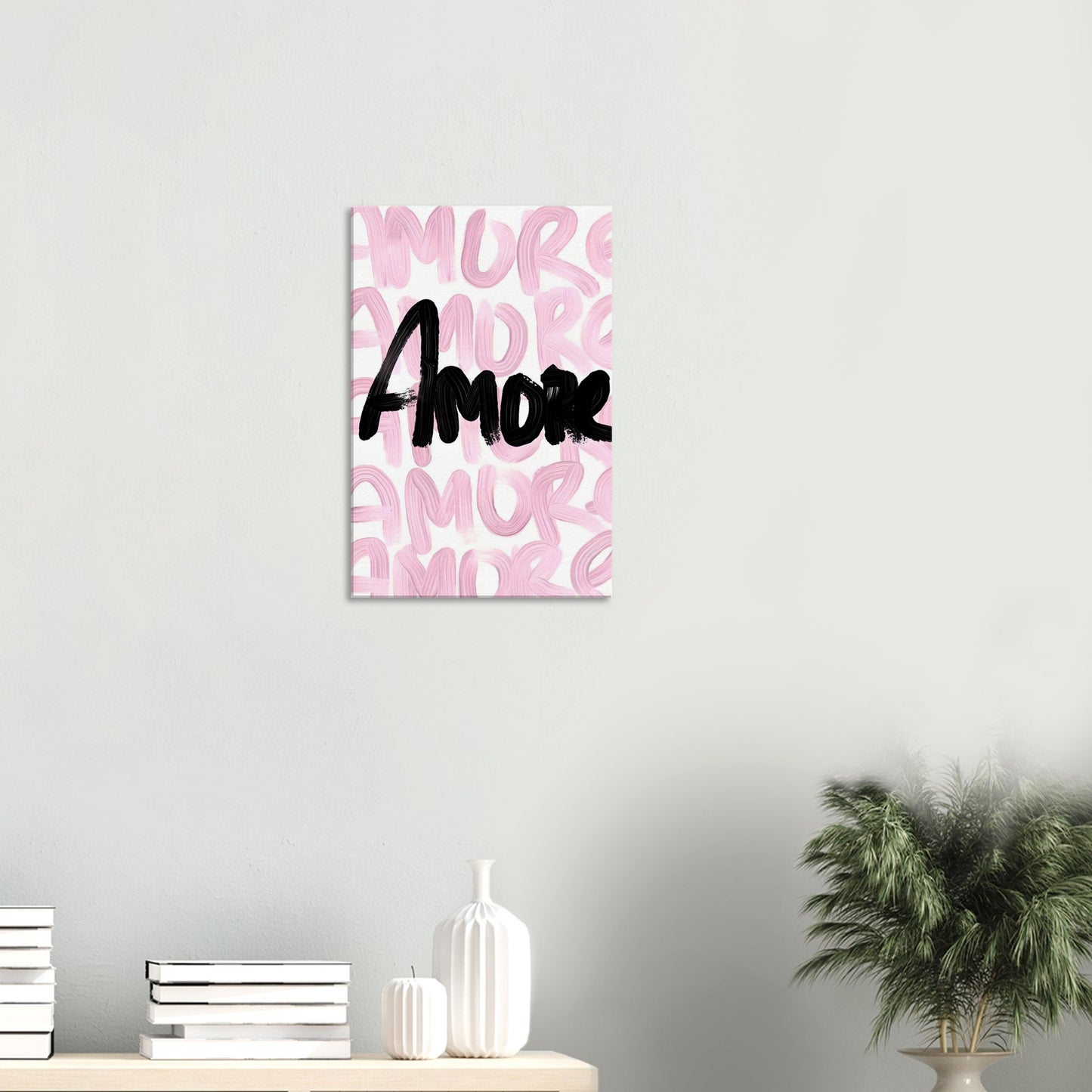 Black and Pink Amore - Print on Canvas